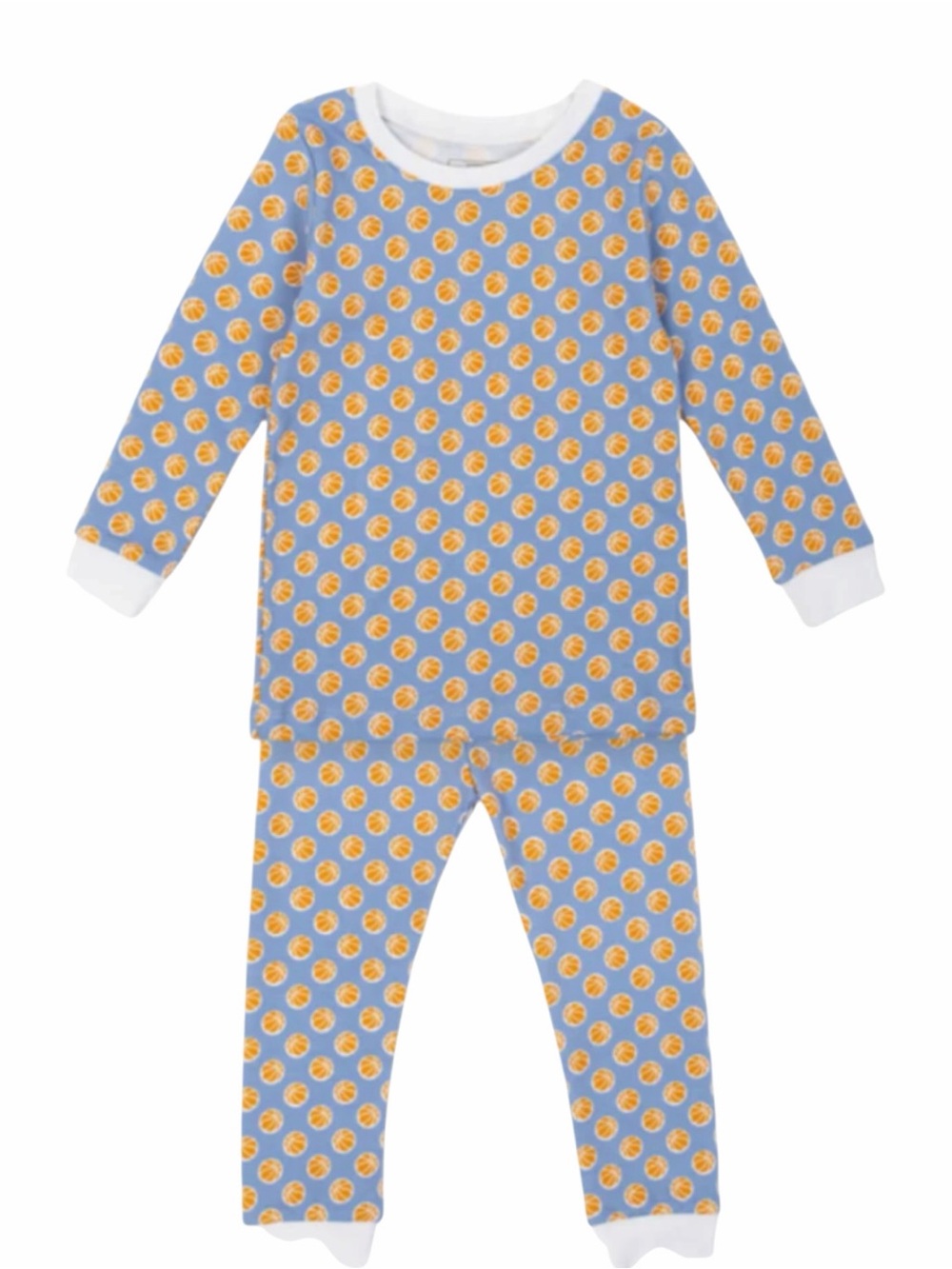 Blue and Yellow Printed Long-Sleeve Kids Pajama Set